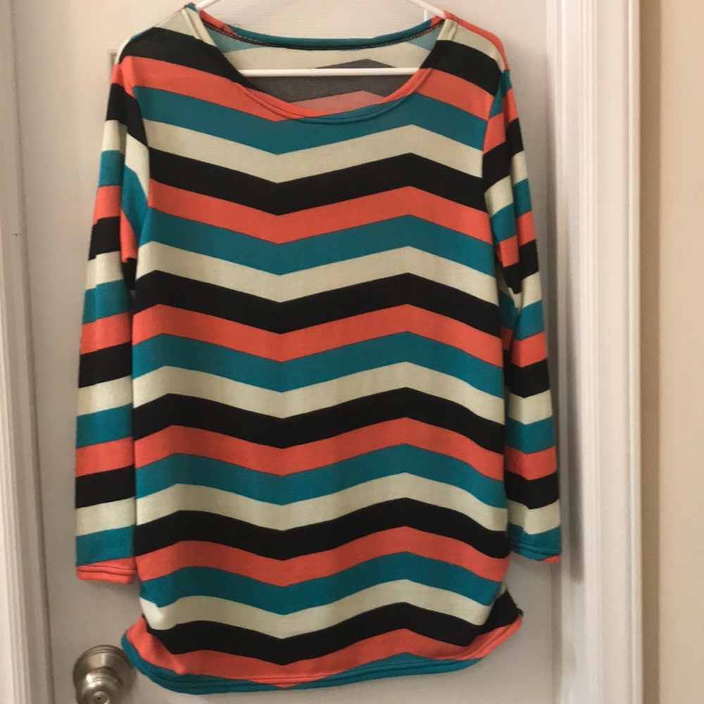 Chevron Striped Sweater with gathered sides
